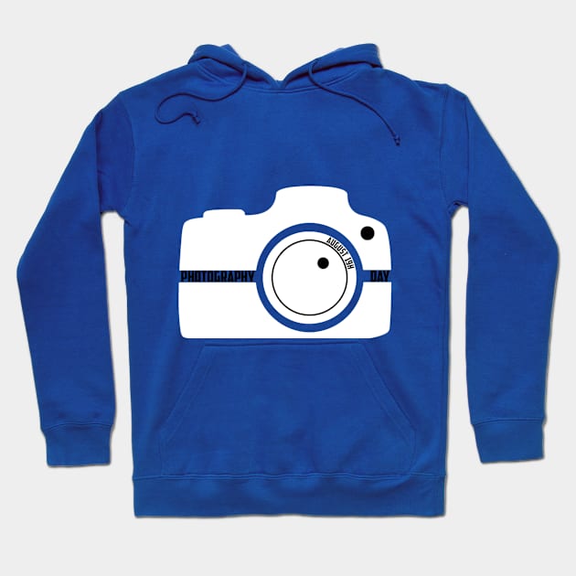 White Camera ,Photography Day , August 19th Photography Lover Hoodie by Fersan